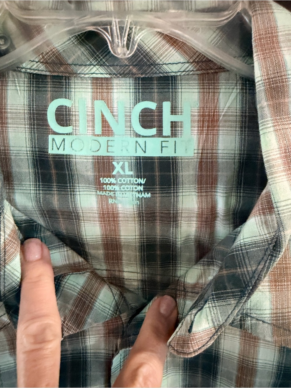 Cinch Men's Plaid Button-Up Shirt - Brown, Gray, White